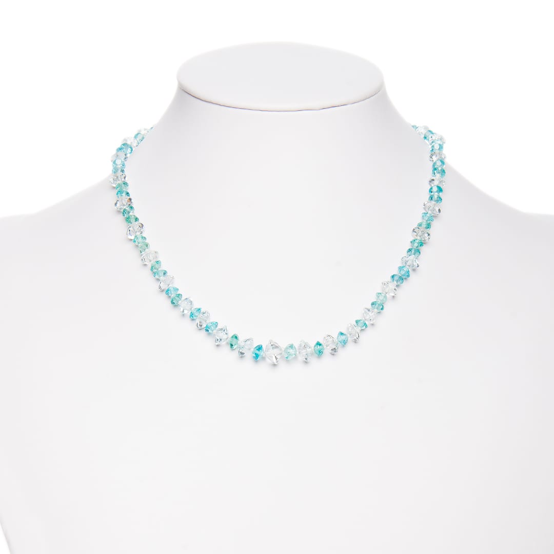 Apatite and Clear Topaz Bead Necklace (bust view)