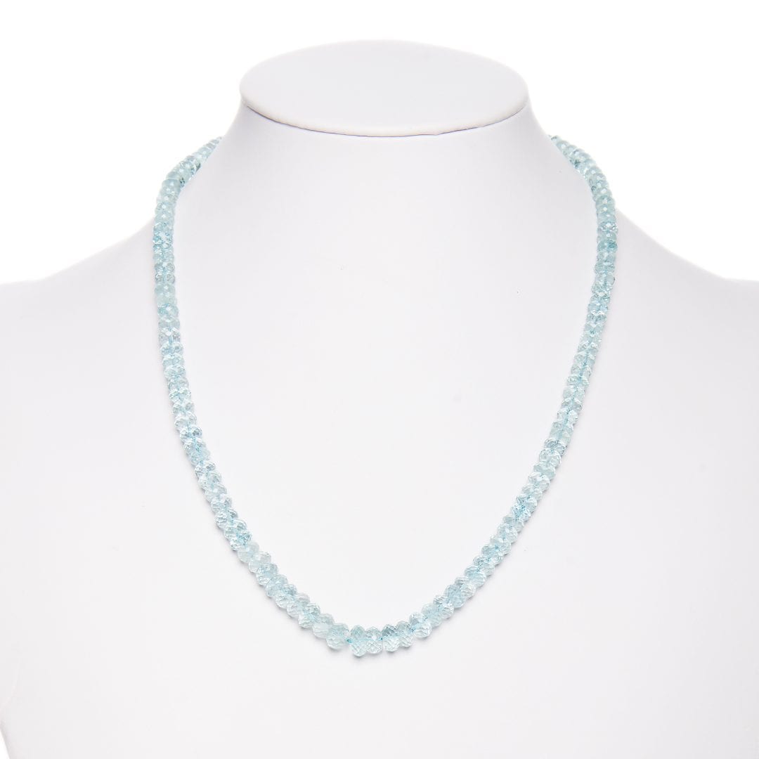 Aquamarine Bead Necklace with white gold clasp by Natalie Barney