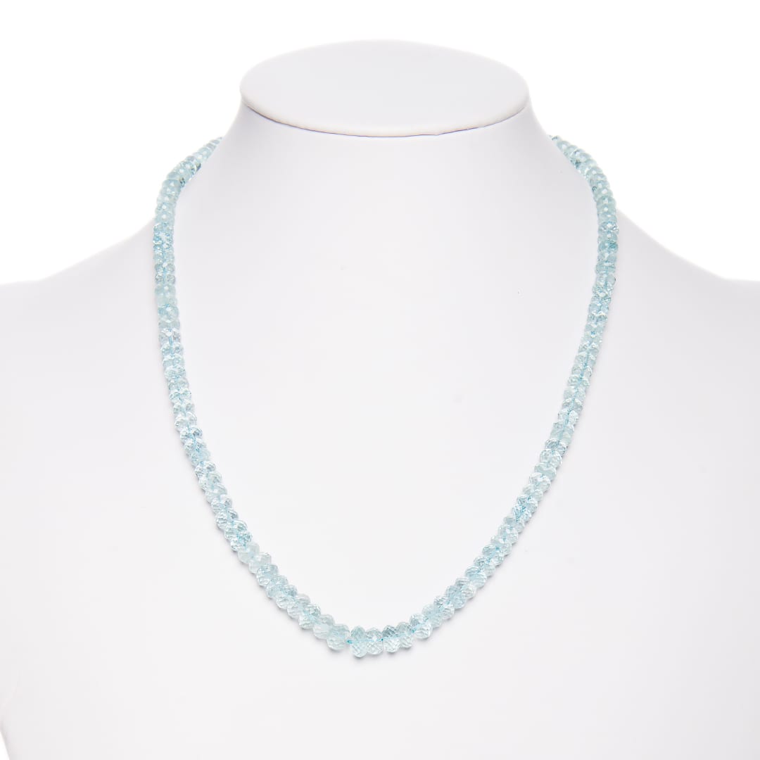 Aquamarine Bead Necklace (bust view)