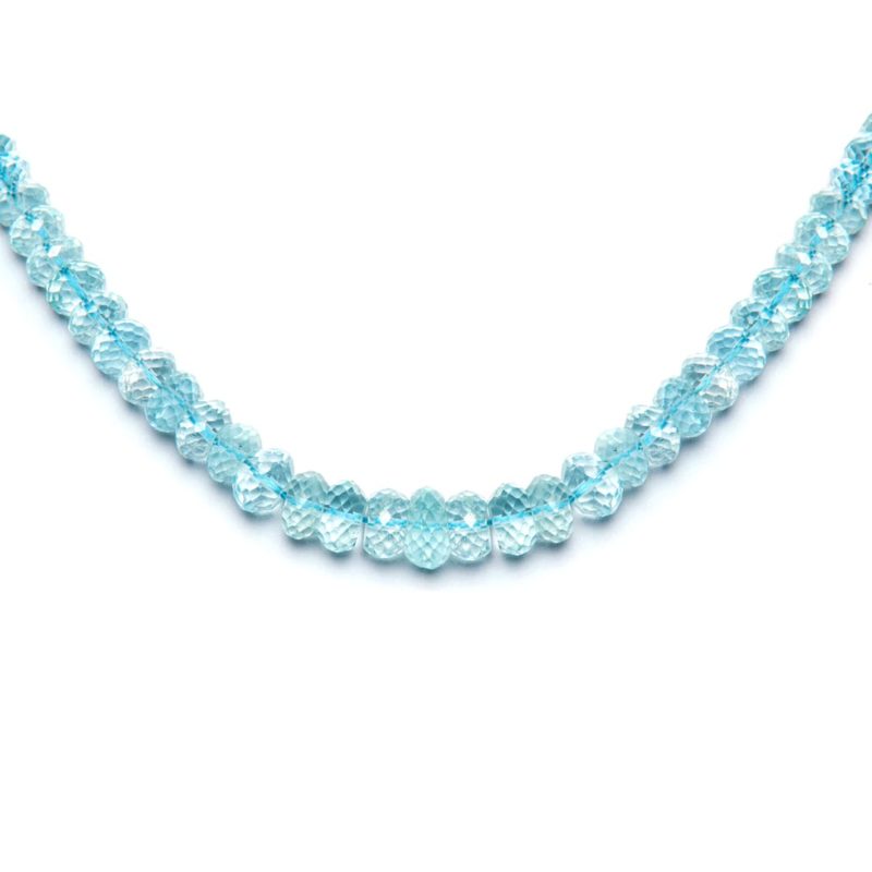 Aquamarine Bead Necklace with white gold clasp by Natalie Barney