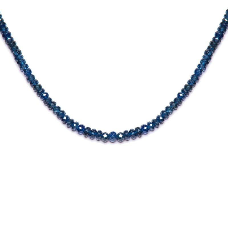 Blue Sapphire Bead Necklace with white gold clasp by Natalie Barney