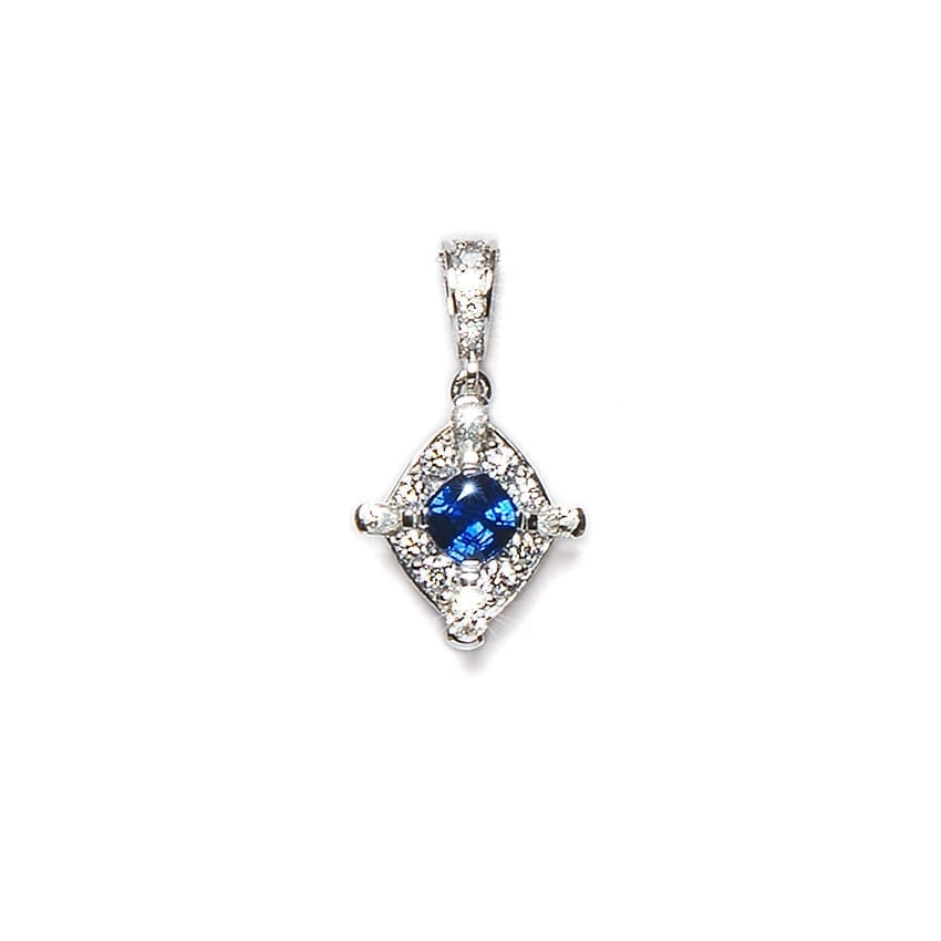 Ceylon Blue Sapphire and Diamond Enhancer handmade in white gold by Natalie Barney