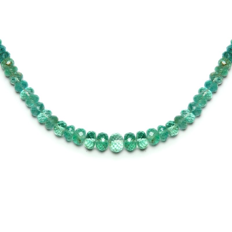 Colombian Emerald Bead Necklace with white gold clasp by Natalie Barney