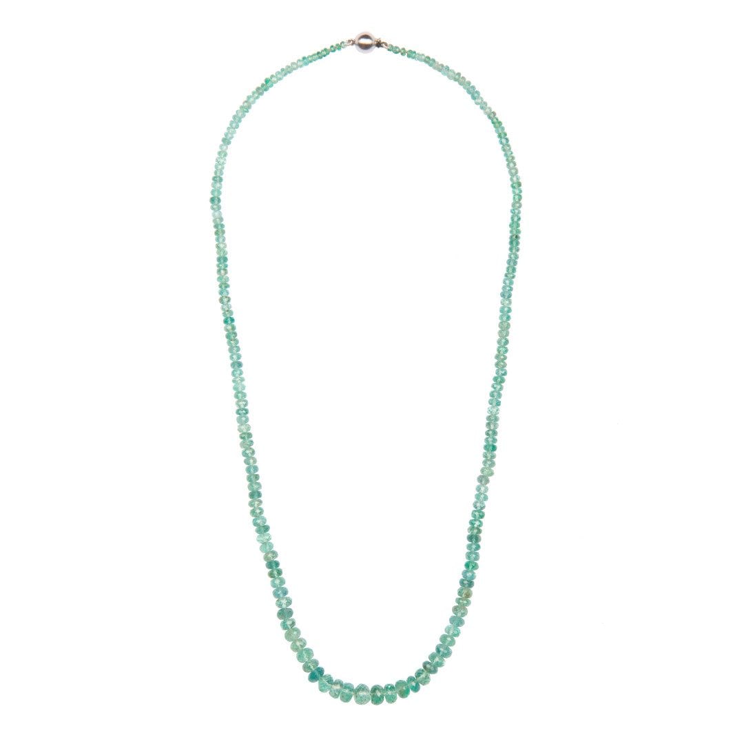 Colombian Emerald Bead Necklace with white gold clasp by Natalie Barney