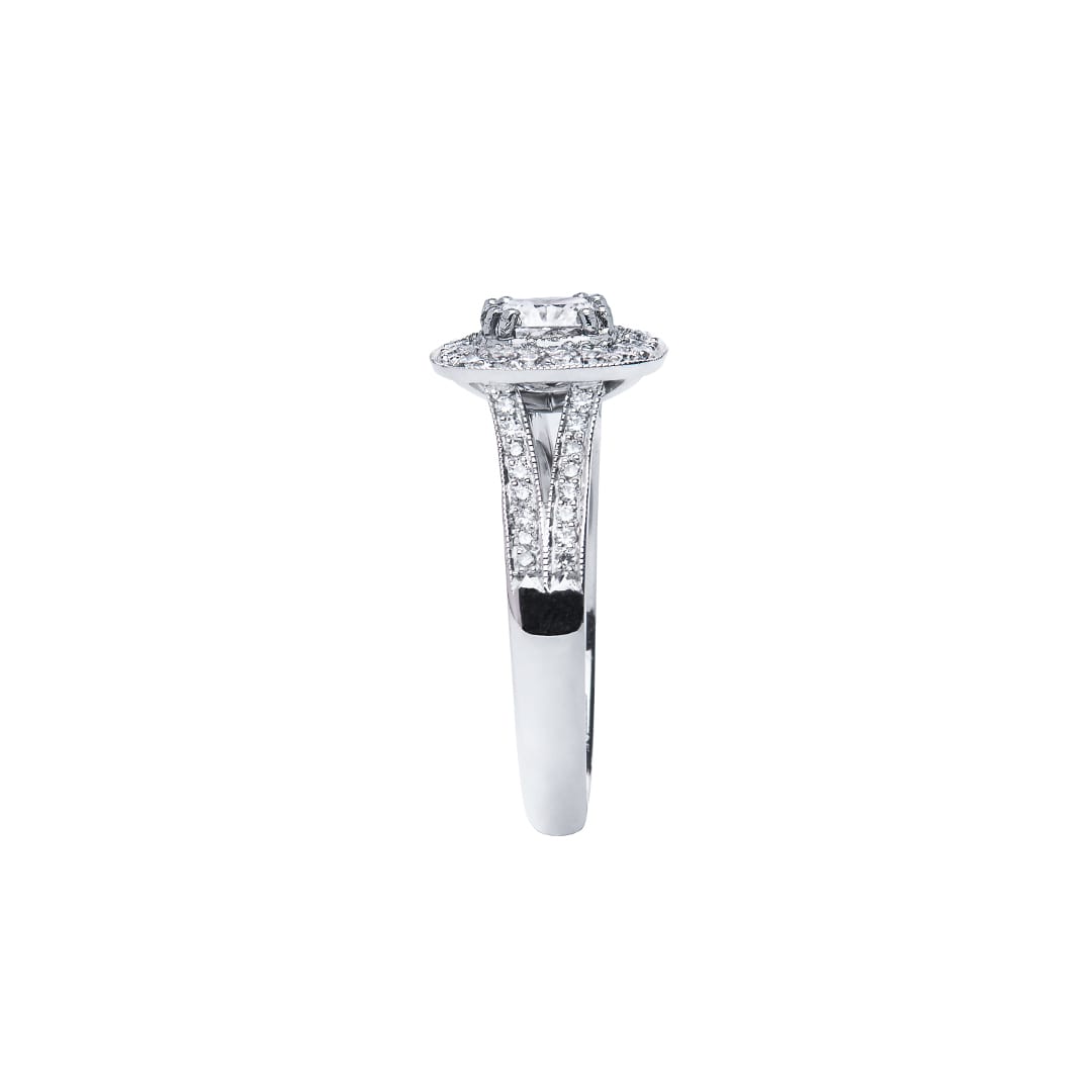 Cushion Diamond Cluster Ring (profile view)