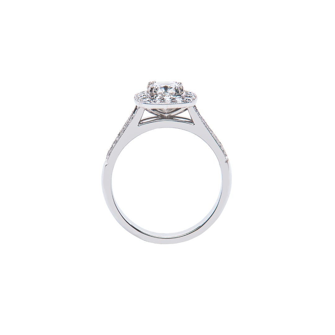 Cushion Diamond Cluster Ring (side view)