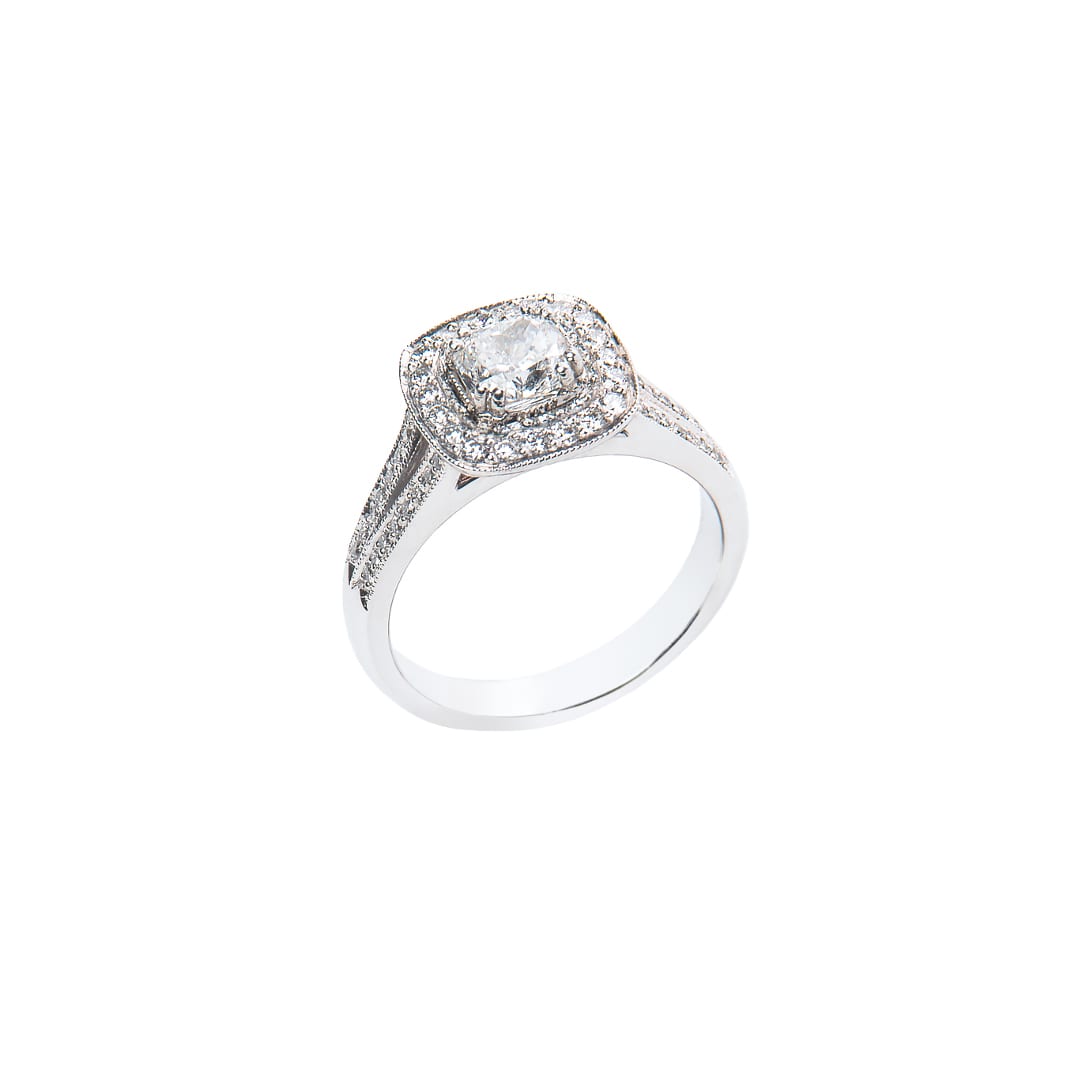 Cushion Diamond Cluster Ring (side view)