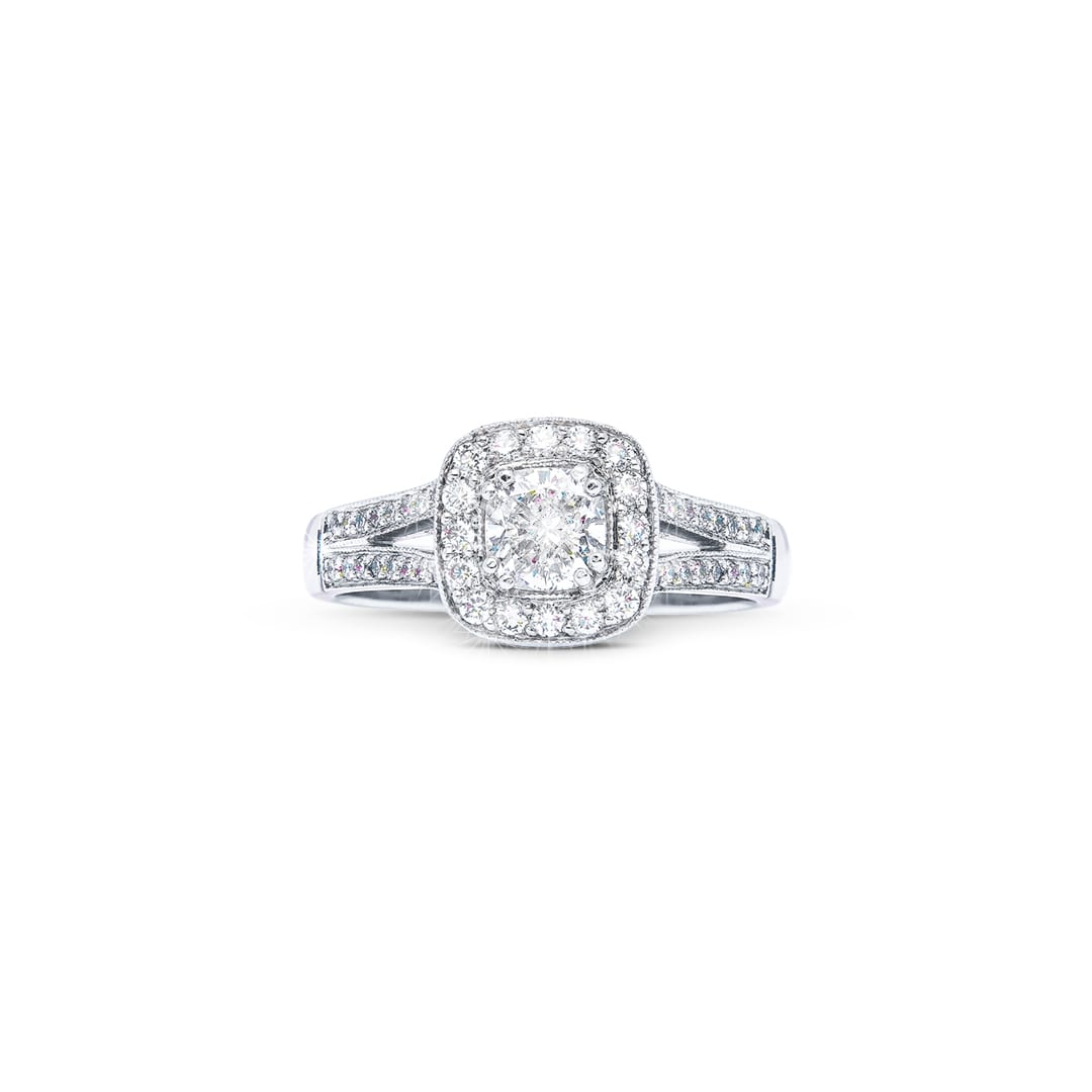 Cushion Diamond Cluster Ring (top view)