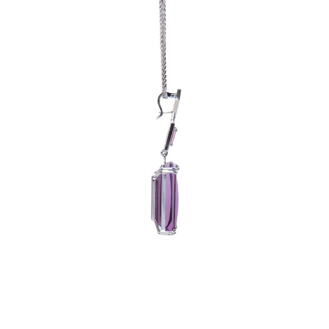 Fancy Amethyst, Pink Sapphire and Diamond Enhancer handmade in white gold by Natalie Barney