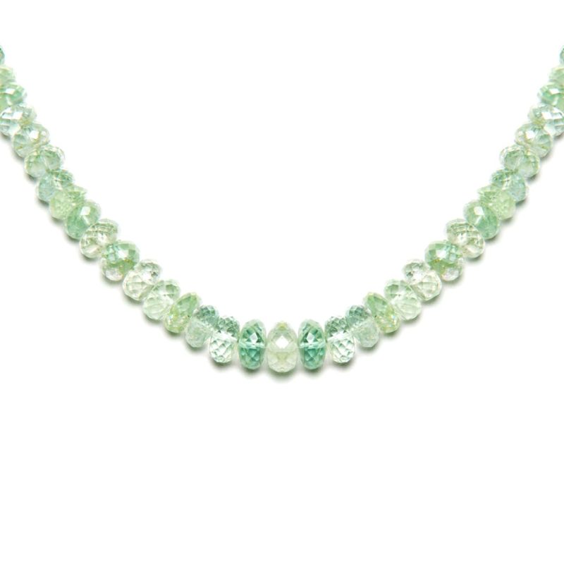 Green Beryl Bead Necklace with white gold clasp by Natalie Barney