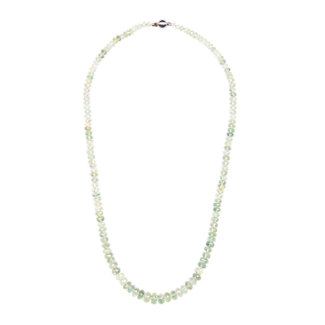 Green Beryl Bead Necklace with white gold clasp by Natalie Barney