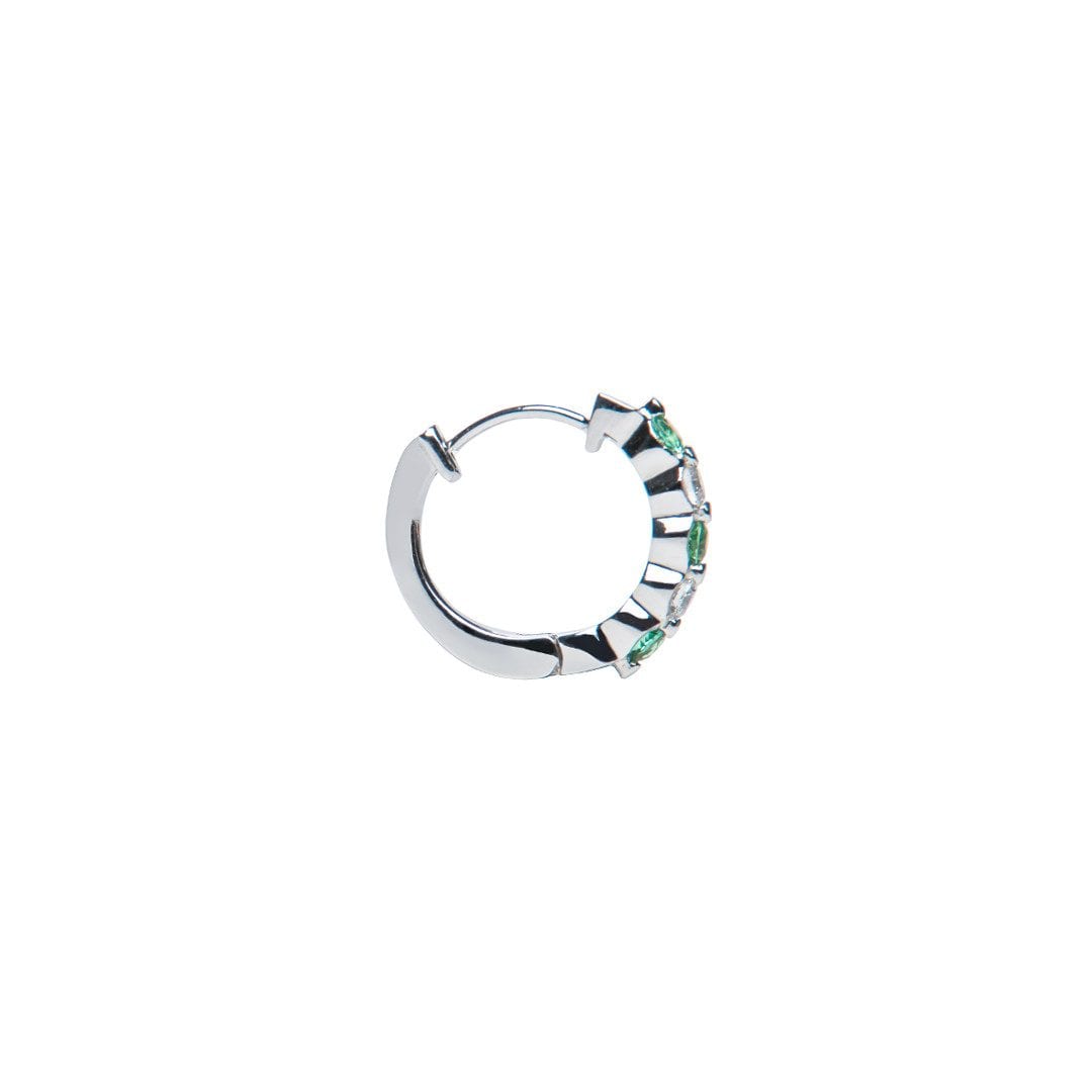 Green Tourmaline and Diamond Huggy Earrings in white gold by Natalie Barney