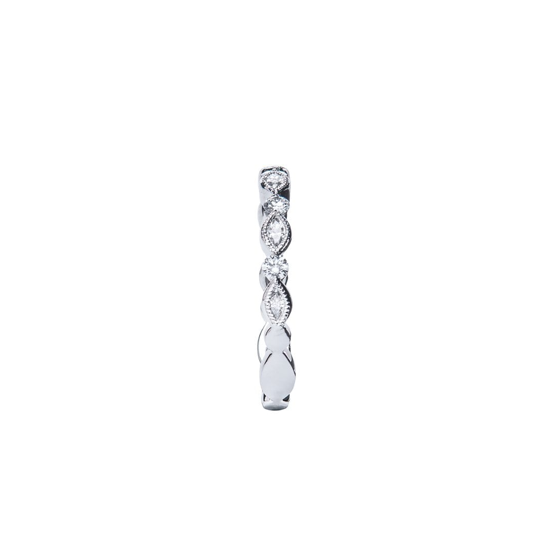 Marquise and Round Diamond Ring in white gold by Natalie Barney