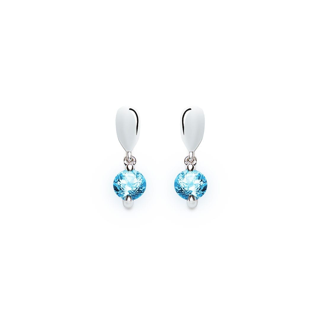 Aquamarine Drop Earrings in white gold by Natalie Barney
