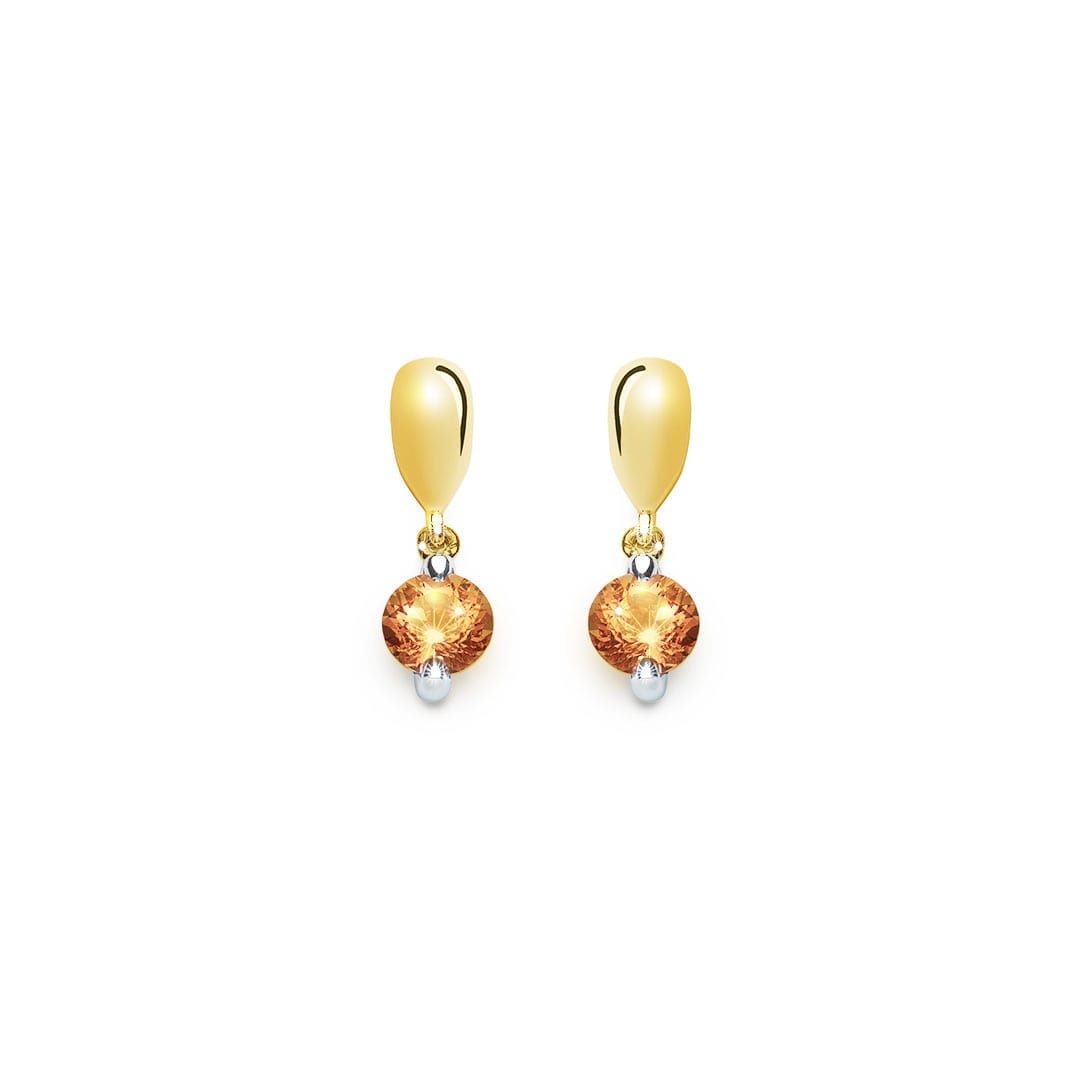 Citrine Drop Earrings in yellow and white gold by Natalie Barney