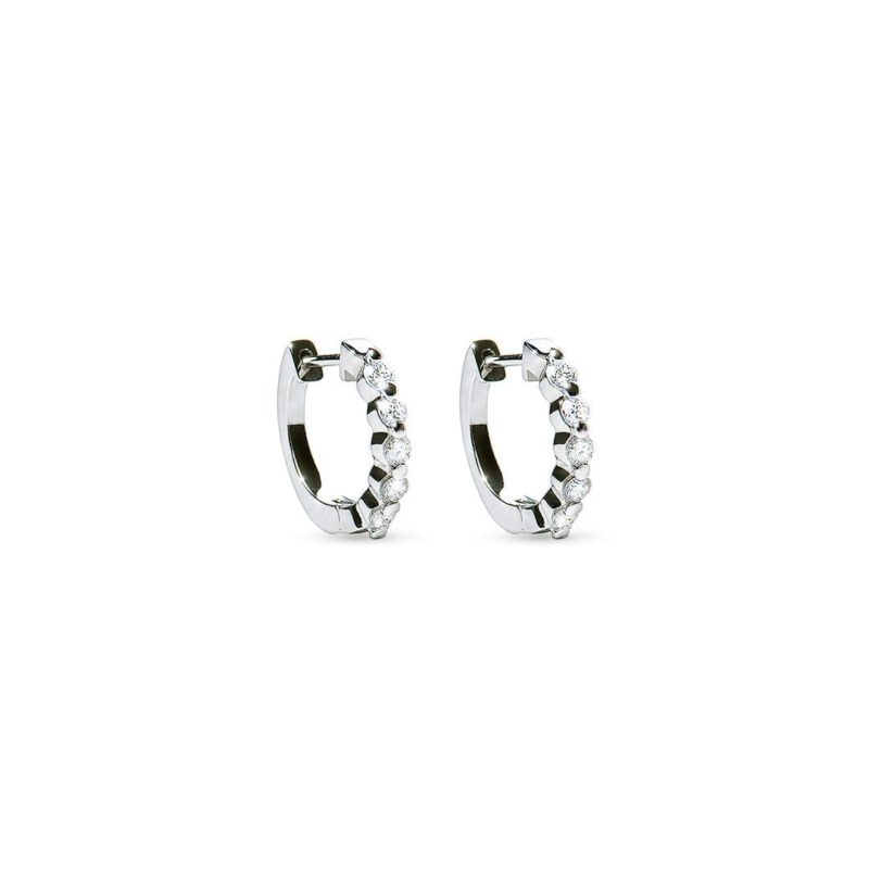 Diamond Bar Set Huggie Earrings in White Gold by Natalie Barney