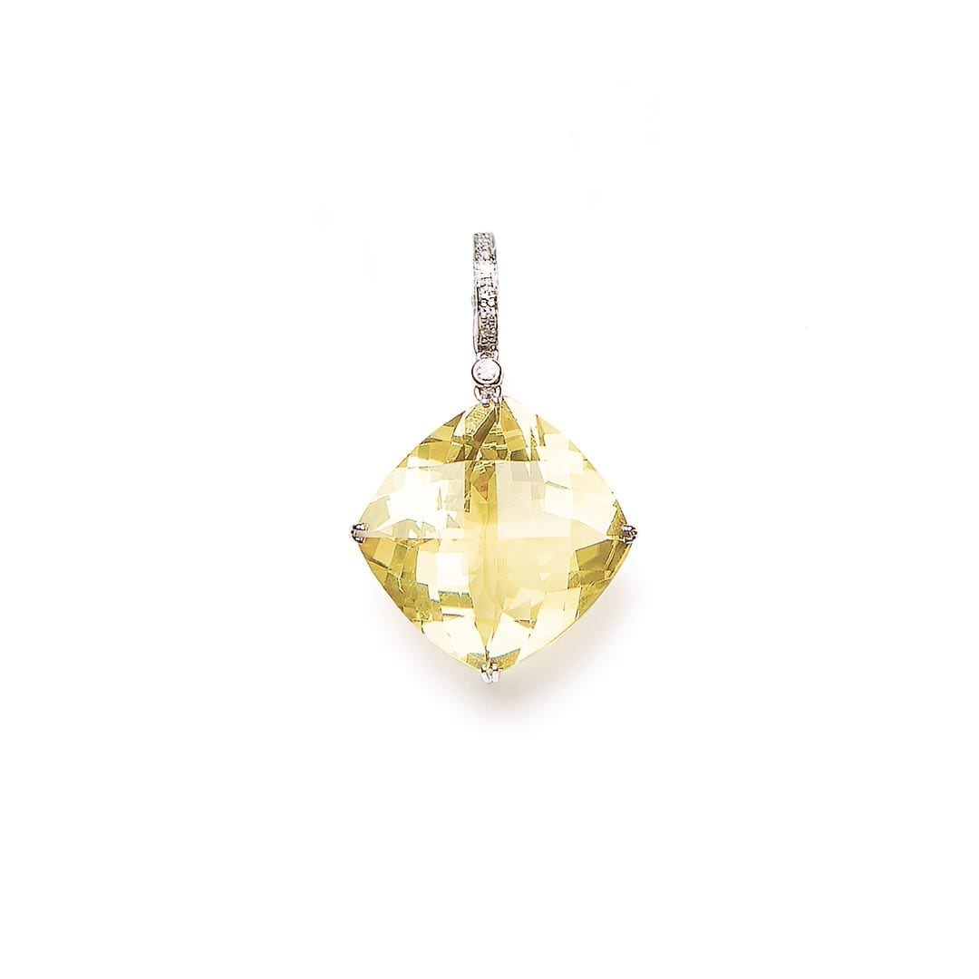 Lemon Quartz and Diamond Enhancer in White Gold | Natalie Barney