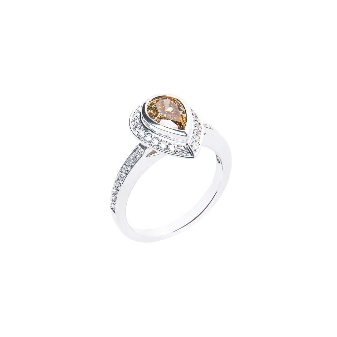 Pear Argyle Diamond Cluster Ring handmade in white gold by Natalie Barney