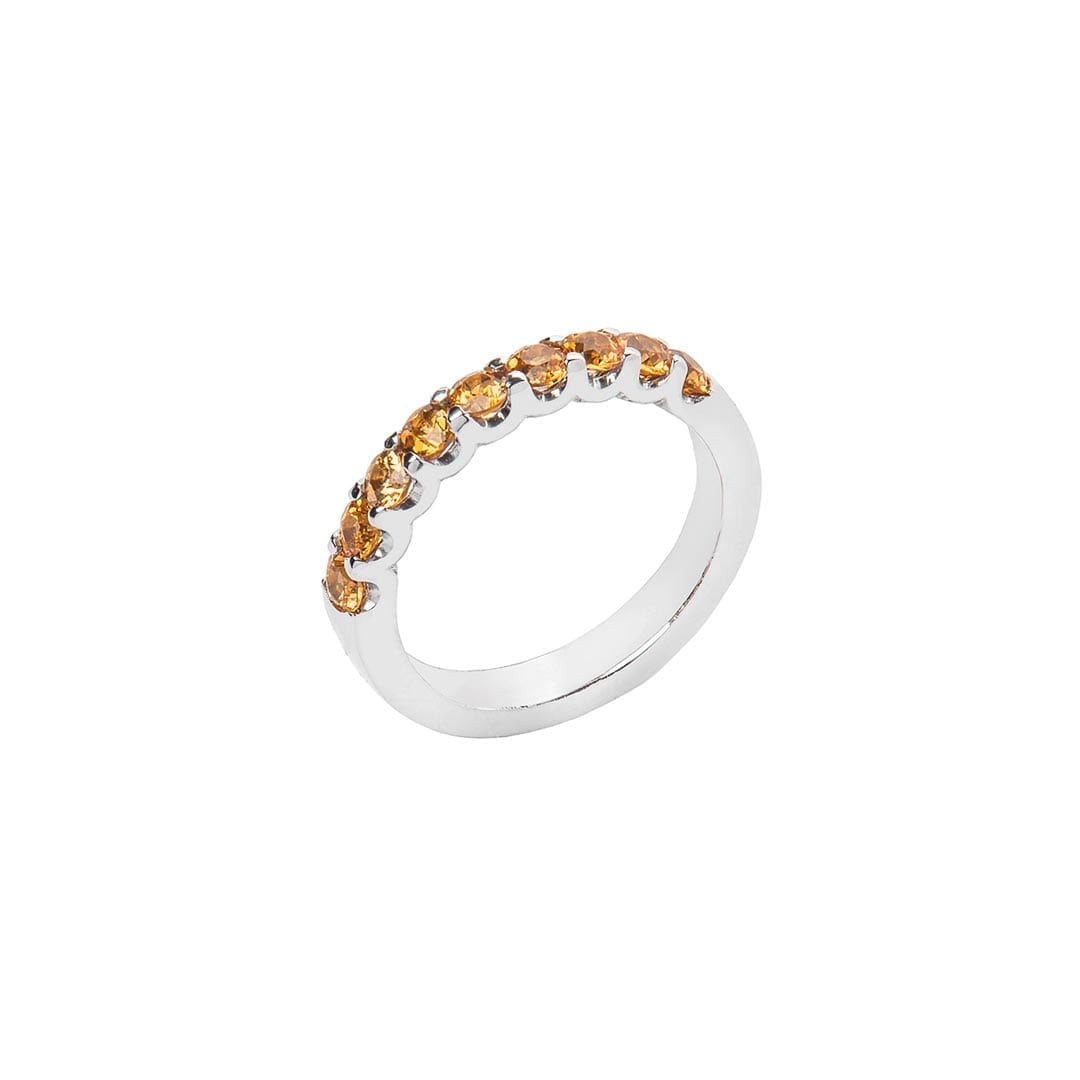 Scalloped Mandarin Garnet Ring in white gold by Natalie Barney