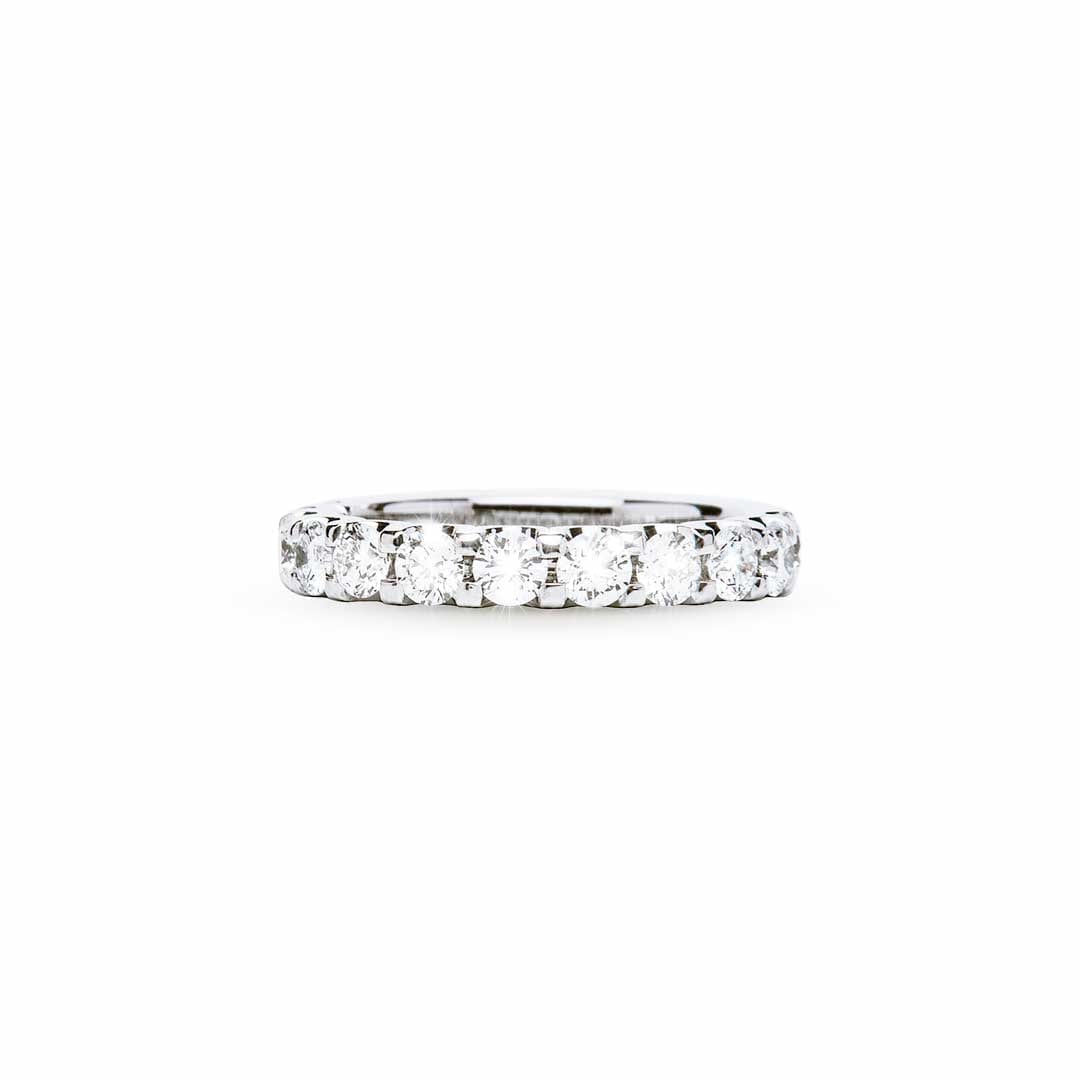 Scalloped Round Diamond Ring in white gold by Natalie Barney