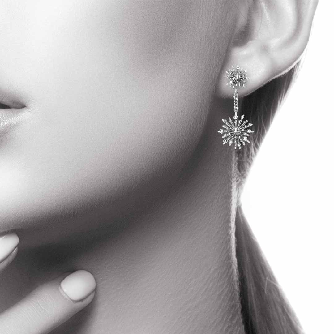 Soleil Drop Earrings in sterling silver by Natalie Barney