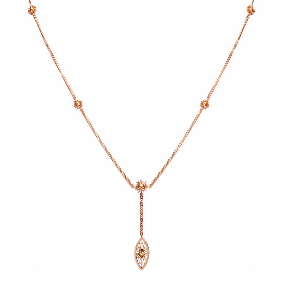 Soleil Marquise Necklace in rose gold by Natalie Barney