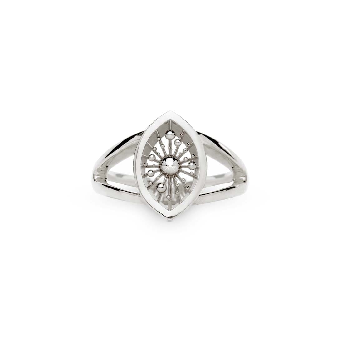 Soleil Marquise Ring in silver by Natalie Barney