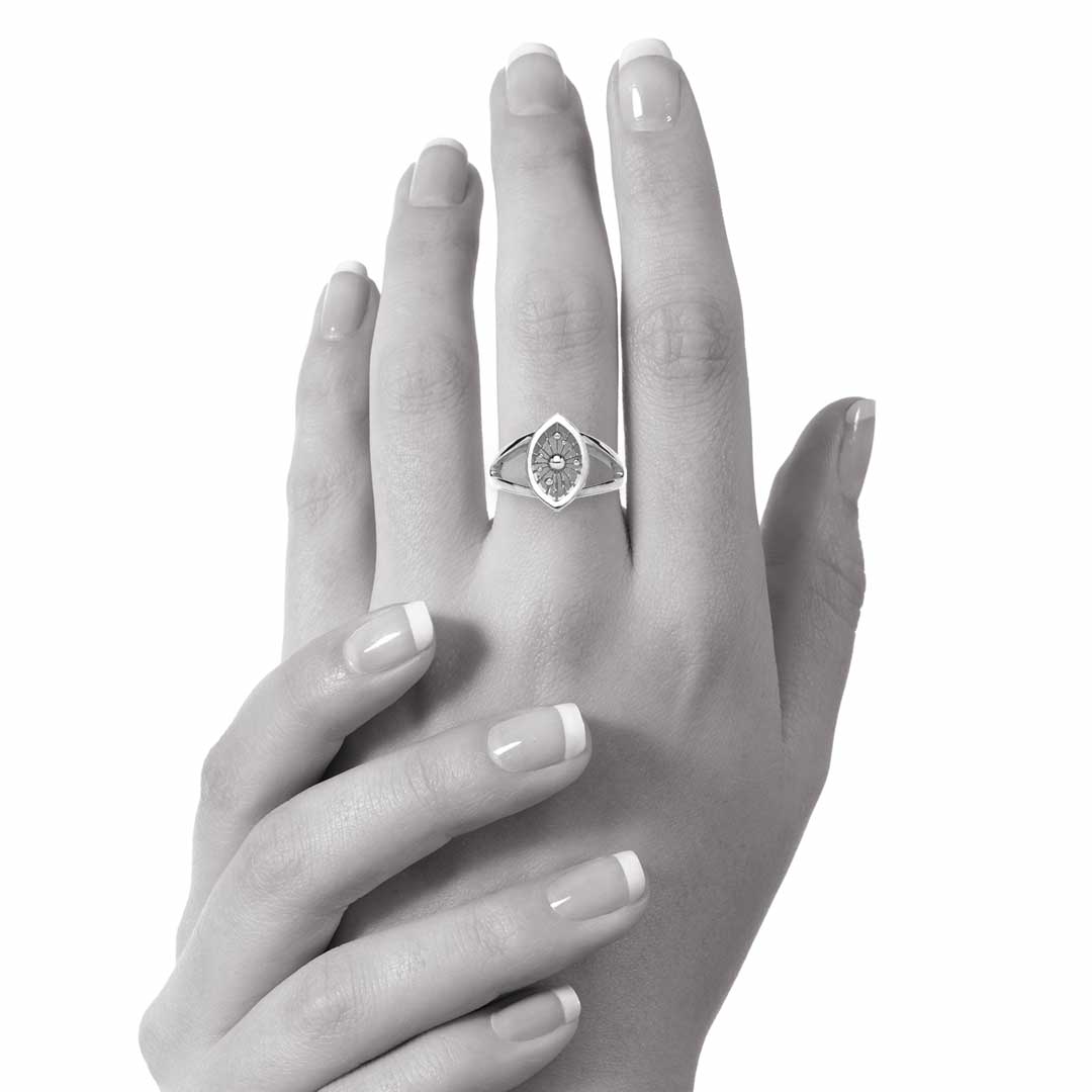 Soleil Marquise Ring in silver by Natalie Barney