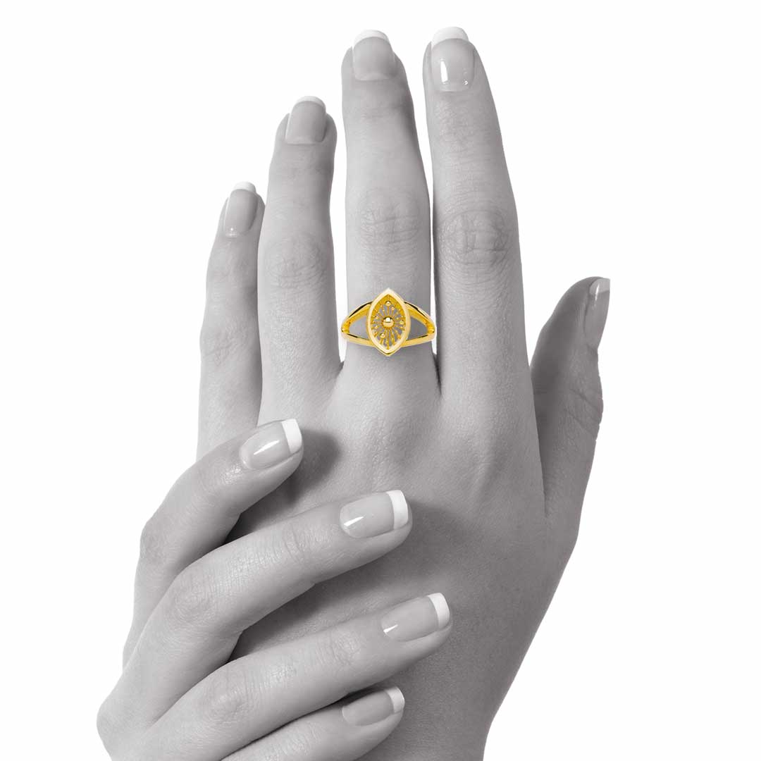 Soleil Marquise Ring in Yellow Gold by Natalie Barney
