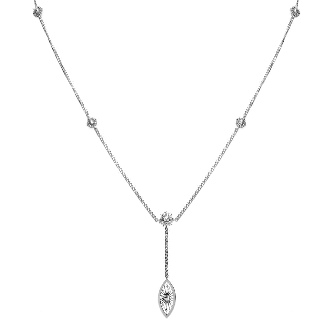 Soleil Marquise Necklace in silver by Natalie Barney