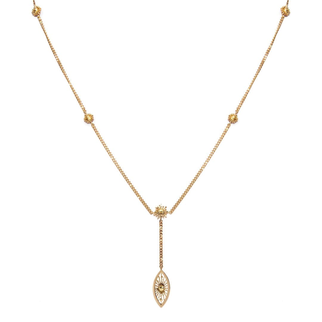 Soleil Marquise Necklace in yellow gold by Natalie Barney