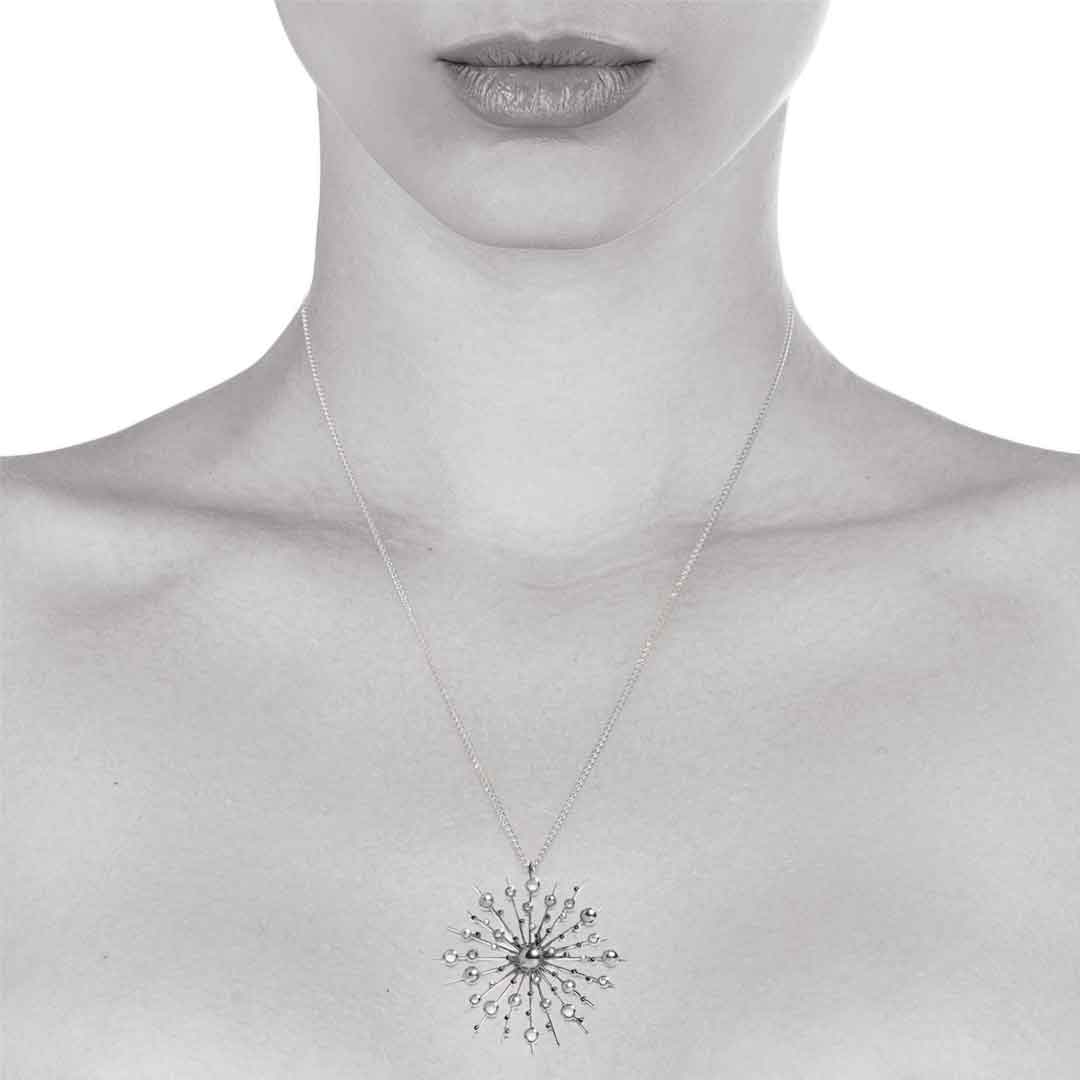 Soleil Pendant and Chain in silver by Natalie Barney