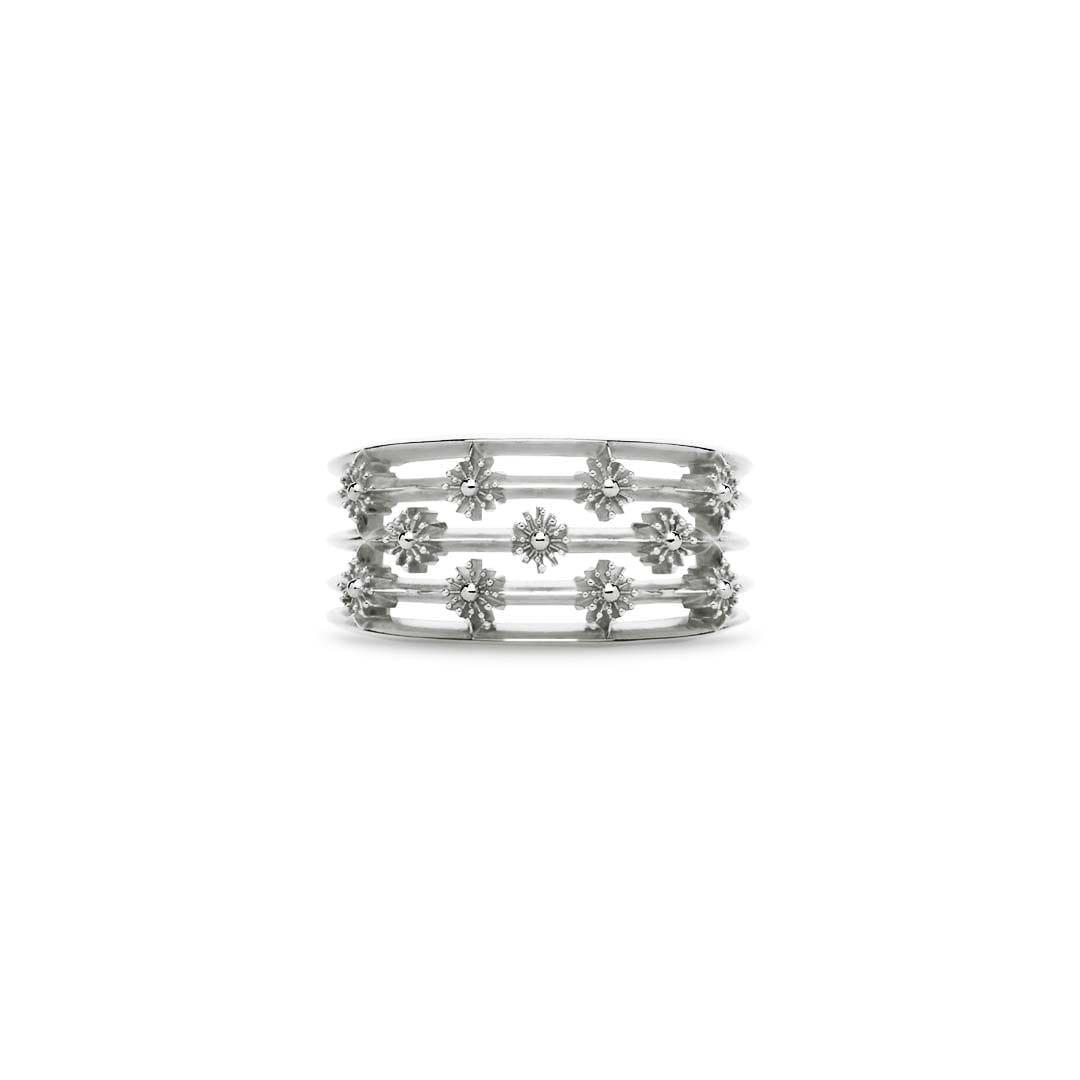 Soleil Wide Ring in silver by Natalie Barney