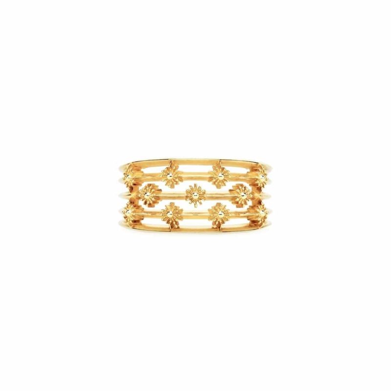 Soleil Wide Ring in yellow gold by Natalie Barney