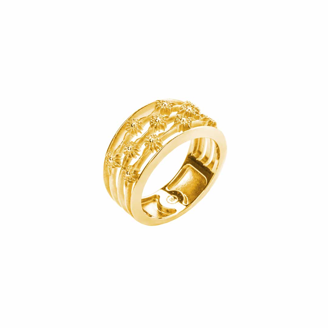 Soleil Wide Ring in yellow gold by Natalie Barney