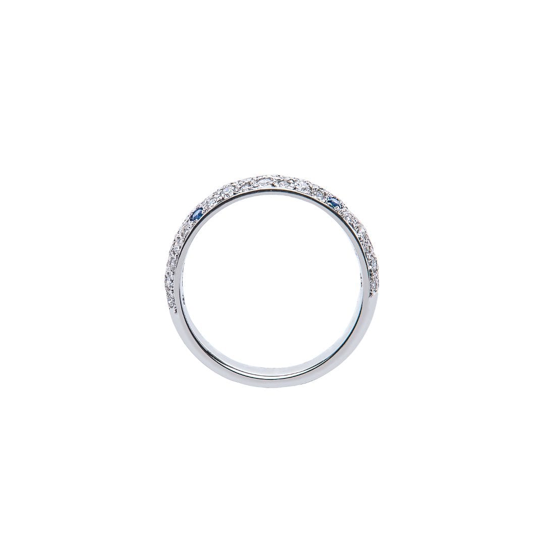 Pave Ceylon Blue Sapphire and Diamond Ring in white gold by Natalie Barney