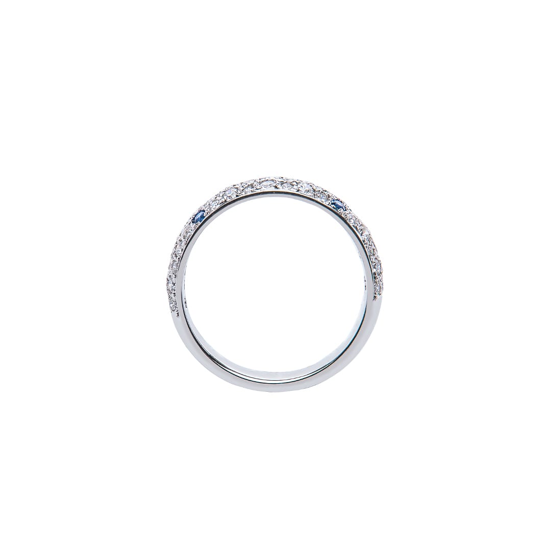 Pave Ceylon Blue Sapphire and Diamond Ring (side view)