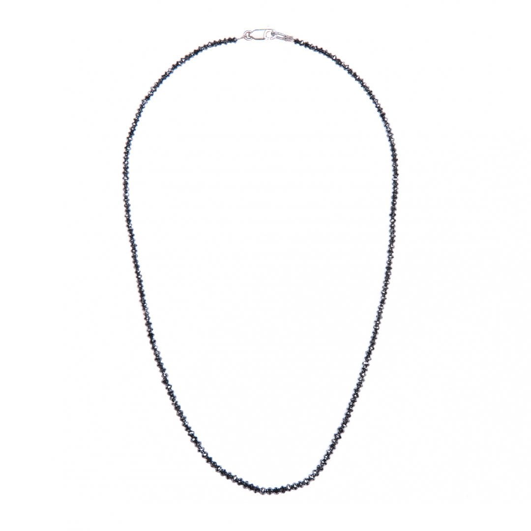 Small Black Diamond Bead Necklace with white gold clasp by Natalie Barney