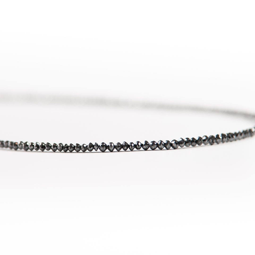 Small Black Diamond Bead Necklace with white gold clasp by Natalie Barney