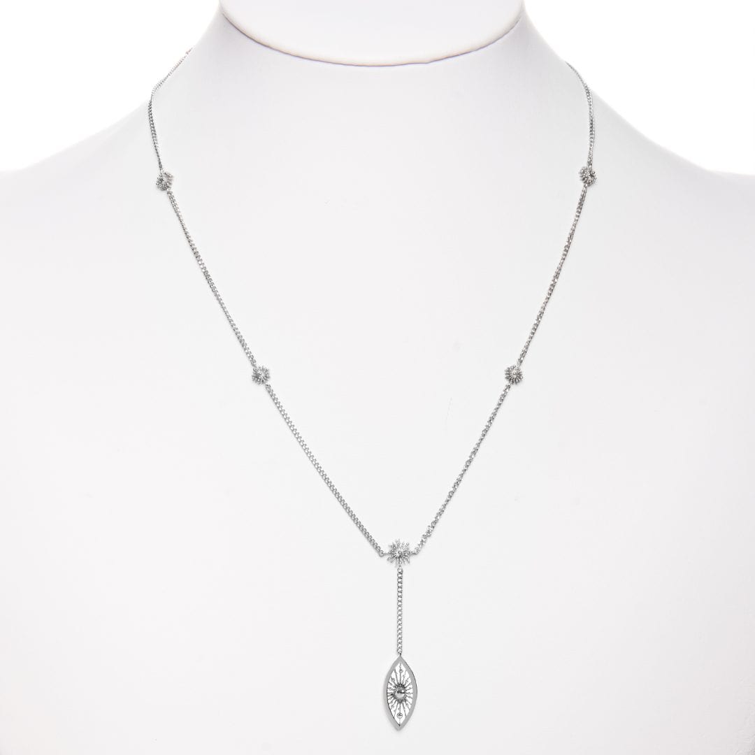 Soleil Marquise Necklace in silver by Natalie Barney