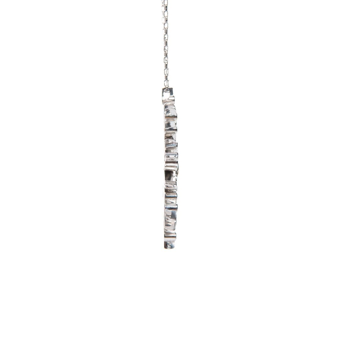 Soleil Pendant and Chain in white gold with diamonds and sapphires by Natalie Barney