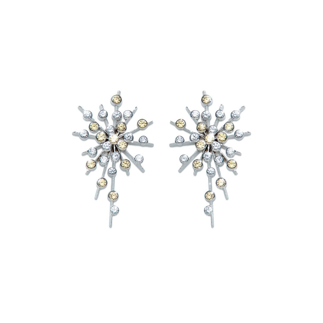 Yellow Sapphire and Diamond Soleil Earrings in white gold by Natalie Barney