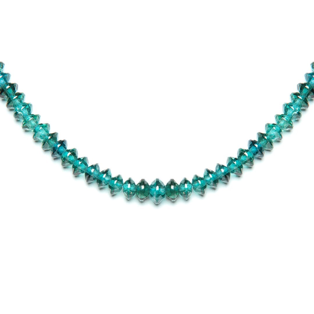 Blue Tourmaline Bead Necklace with white gold clasp by Natalie Barney
