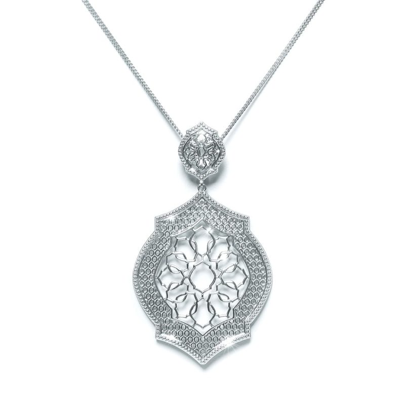 Mauresque Pendant and Chain in White Gold by Natalie Barney