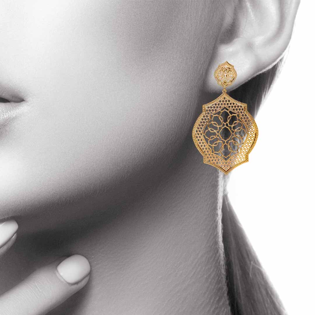Mauresque Drop Earrings in Yellow Gold by Natalie Barney