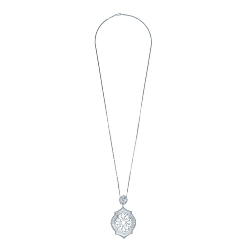 Mauresque Pendant and Chain in White Gold