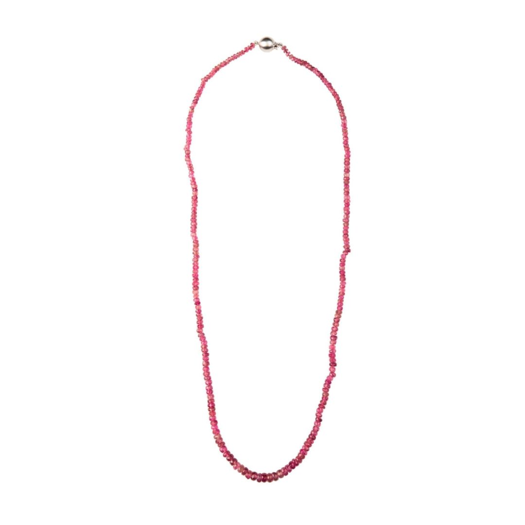 Pink Tourmaline Bead Necklace with white gold clasp by Natalie Barney