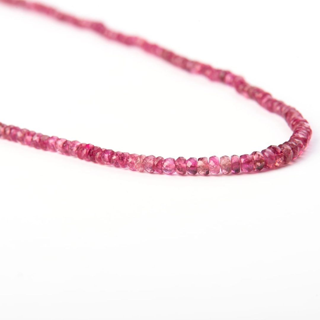 Pink Tourmaline Bead Necklace with white gold clasp by Natalie Barney