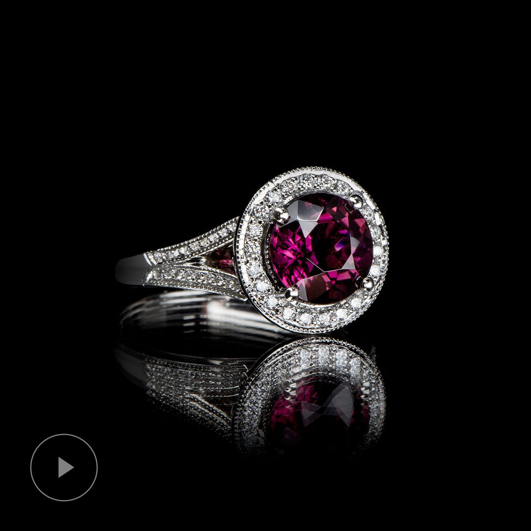Rubellite Tourmaline & Diamond Cluster Ring