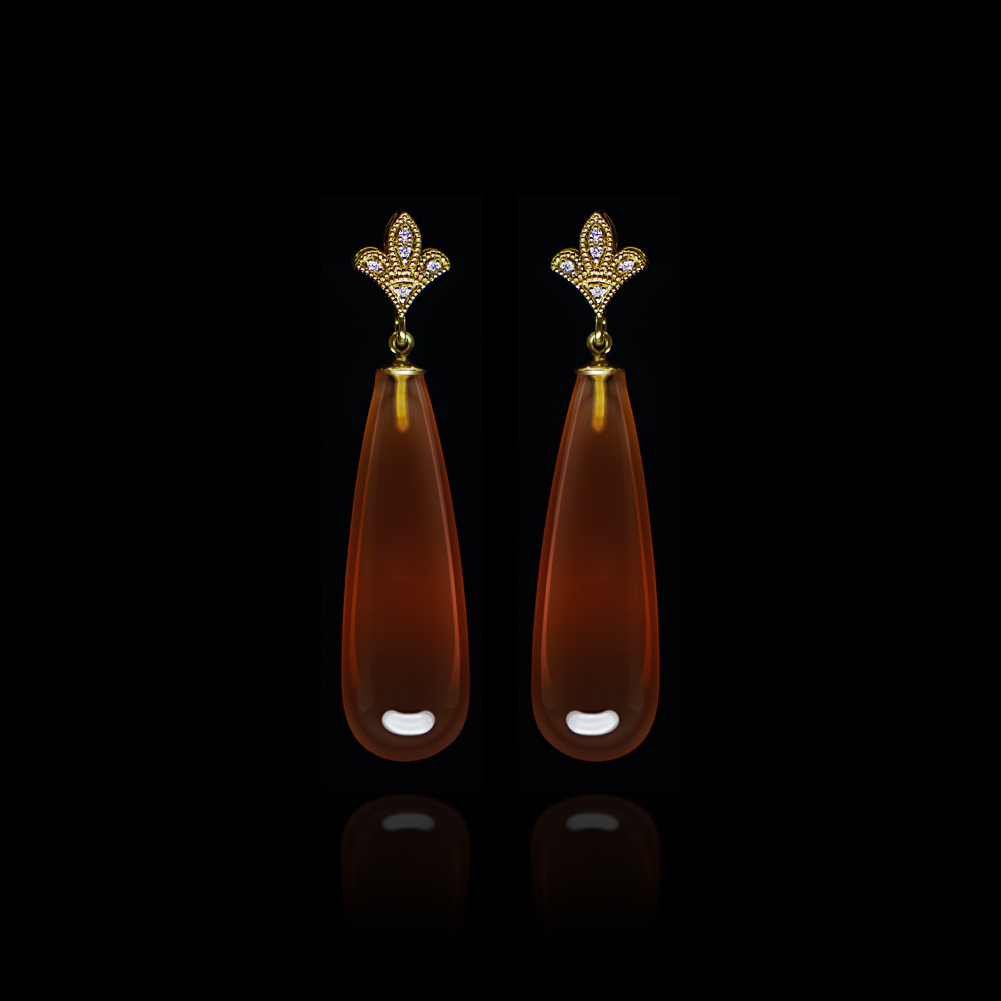 Carnelian & Diamond Drops